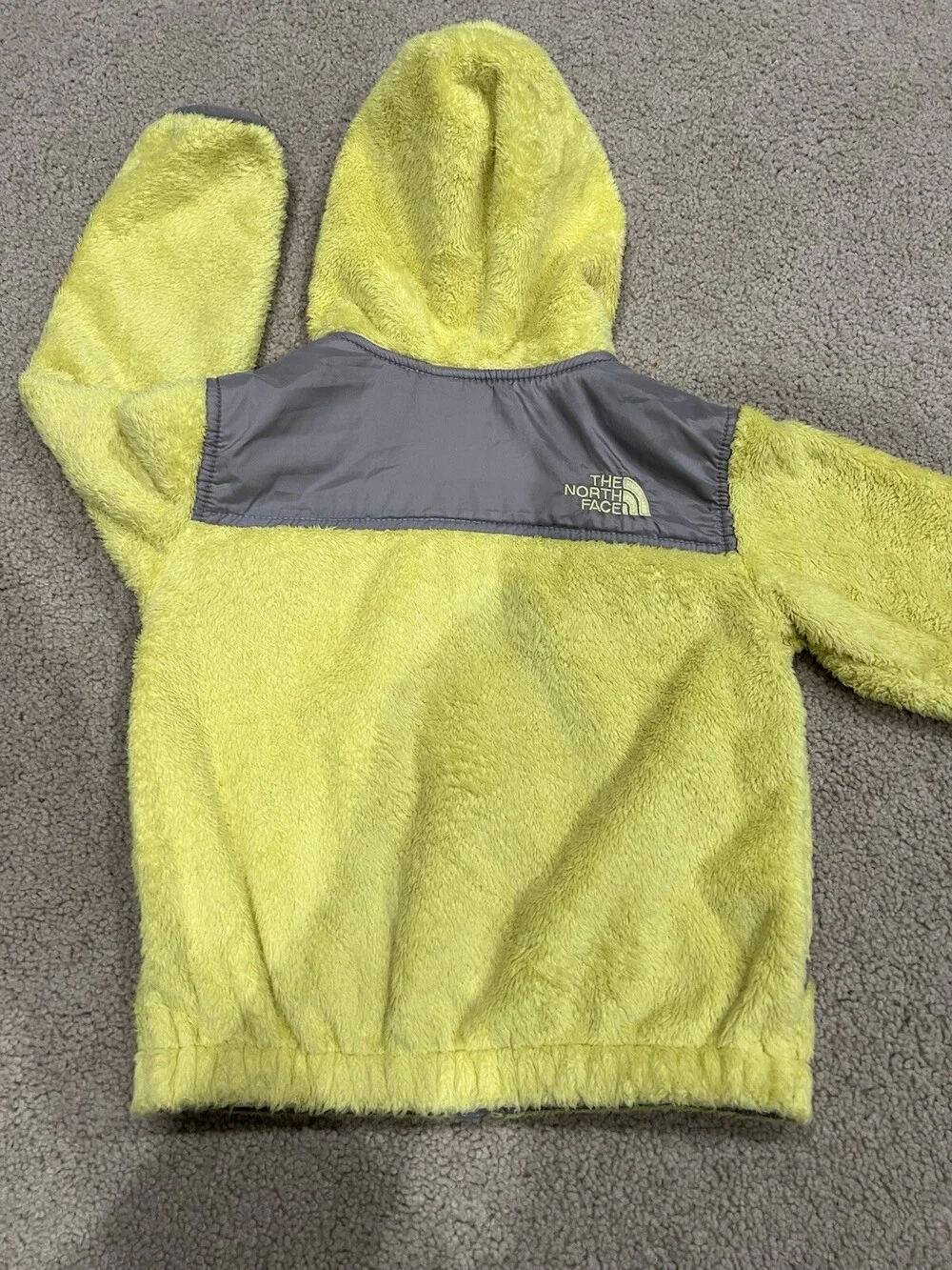 THE NORTH FACE 3T. Bright Yellow FUZZY Sweater Hooded Jacket
